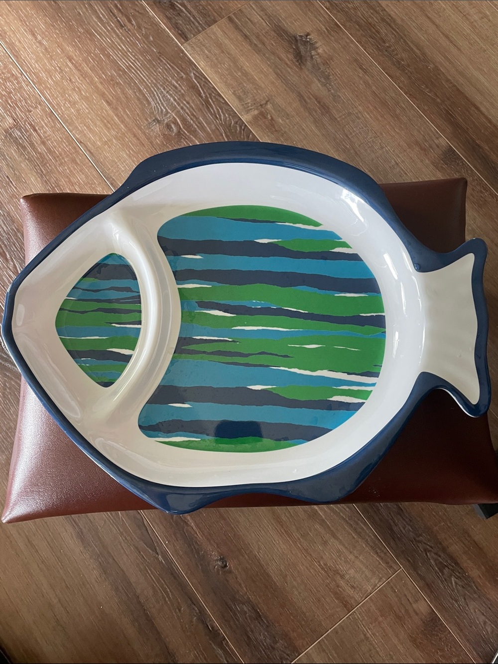 Bright Colorful Tropical Fish Melamine Chip & Dip Platter Server 12.5”x16”